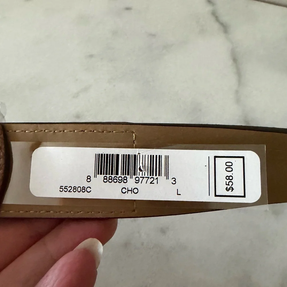 $58 Michael Kors logo Tan Belt with Gold Accents large